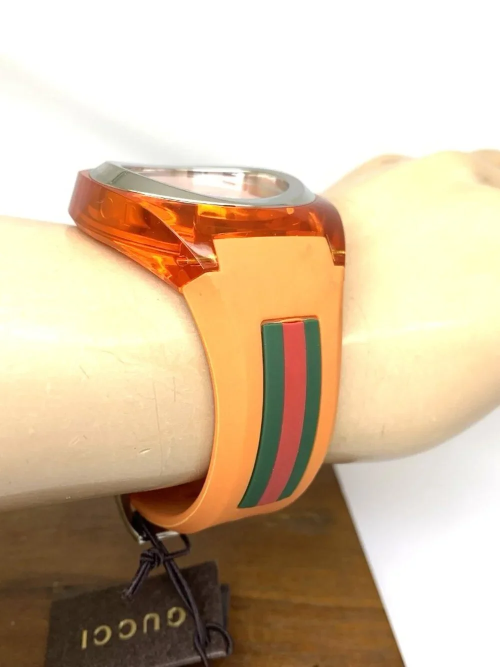 GUCCI Men's Watch SYNC YA137108 Swiss Quartz Orange Rubber Band 46mm